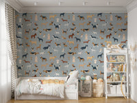 Playful dog breed pattern wallpaper for pet lovers
