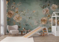 Dreamy watercolor flower wallpaper in warm tones
