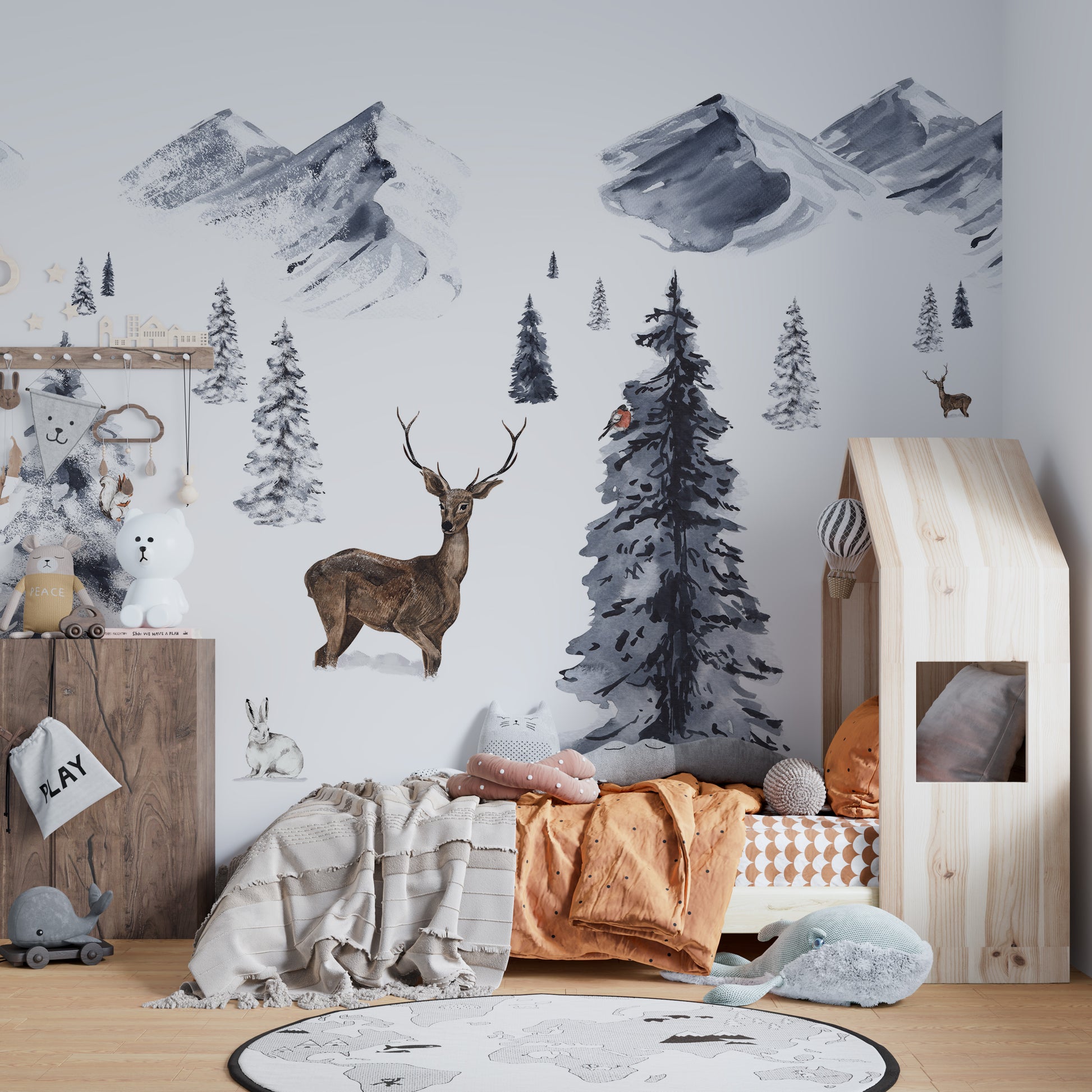 Create a magical ambiance with Winter Wonderland mural.
