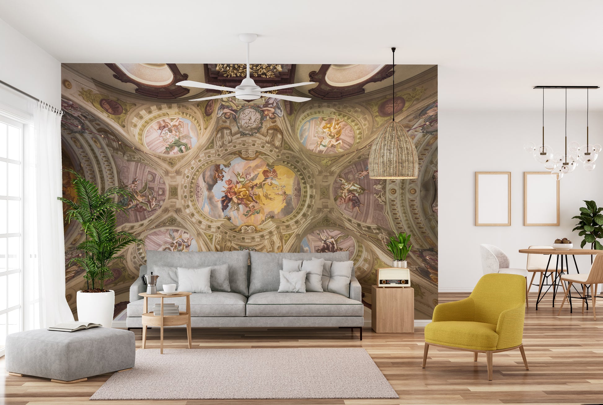 Elegant classical mural wallpaper for ceilings