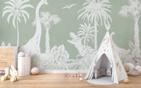 Transform walls with Monochrome Dino Green mural design.
