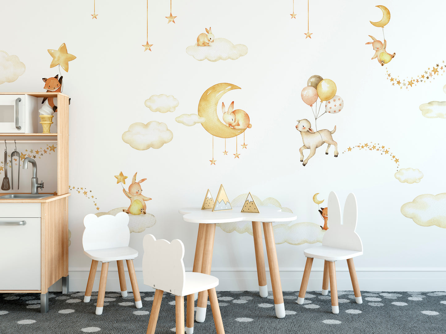 Cozy Sweet Dreams wallpaper for dreamy children’s rooms.
