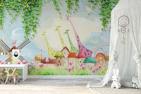 Cheerful farm-themed wallpaper for kids’ rooms

