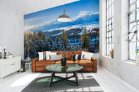 Snowy winter majesty wallpaper mural design.
