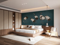 Crane dance wallpaper mural with natural beauty.
