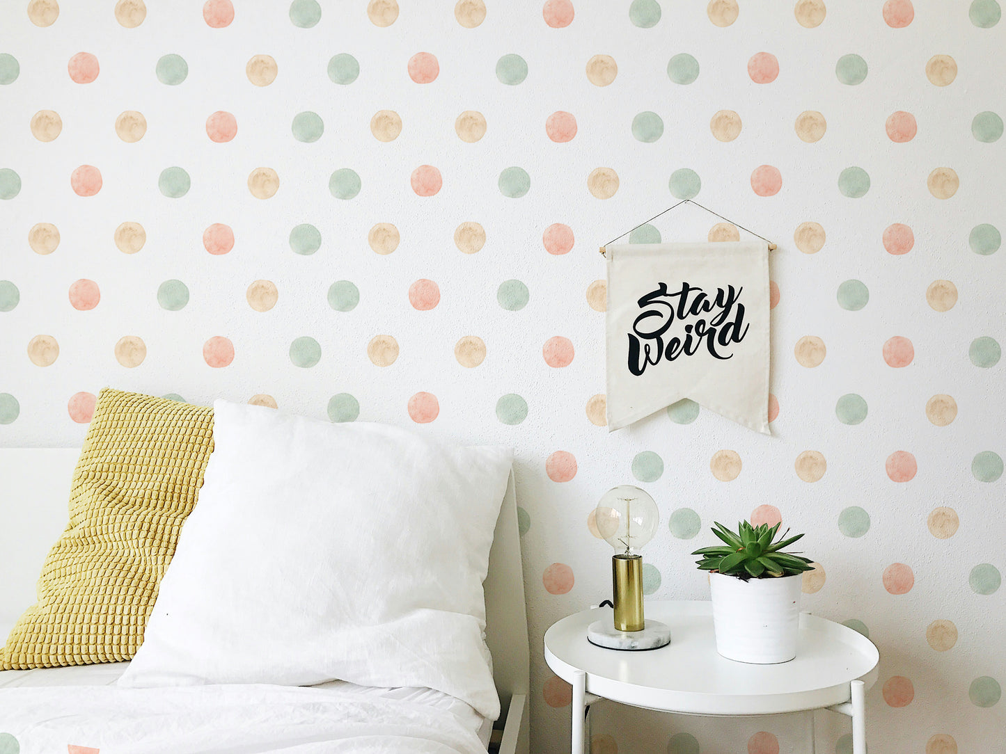 Pastel Watercolor Polka Dots Isolated White Wallpaper