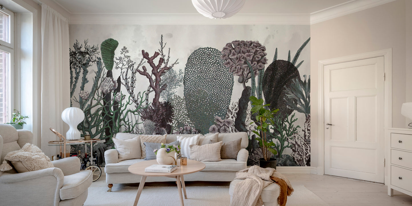 Chic vintage-inspired green leaves wallpaper
