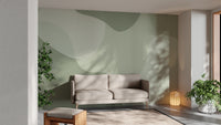 Artistic green modern abstract mural for sleek interiors
