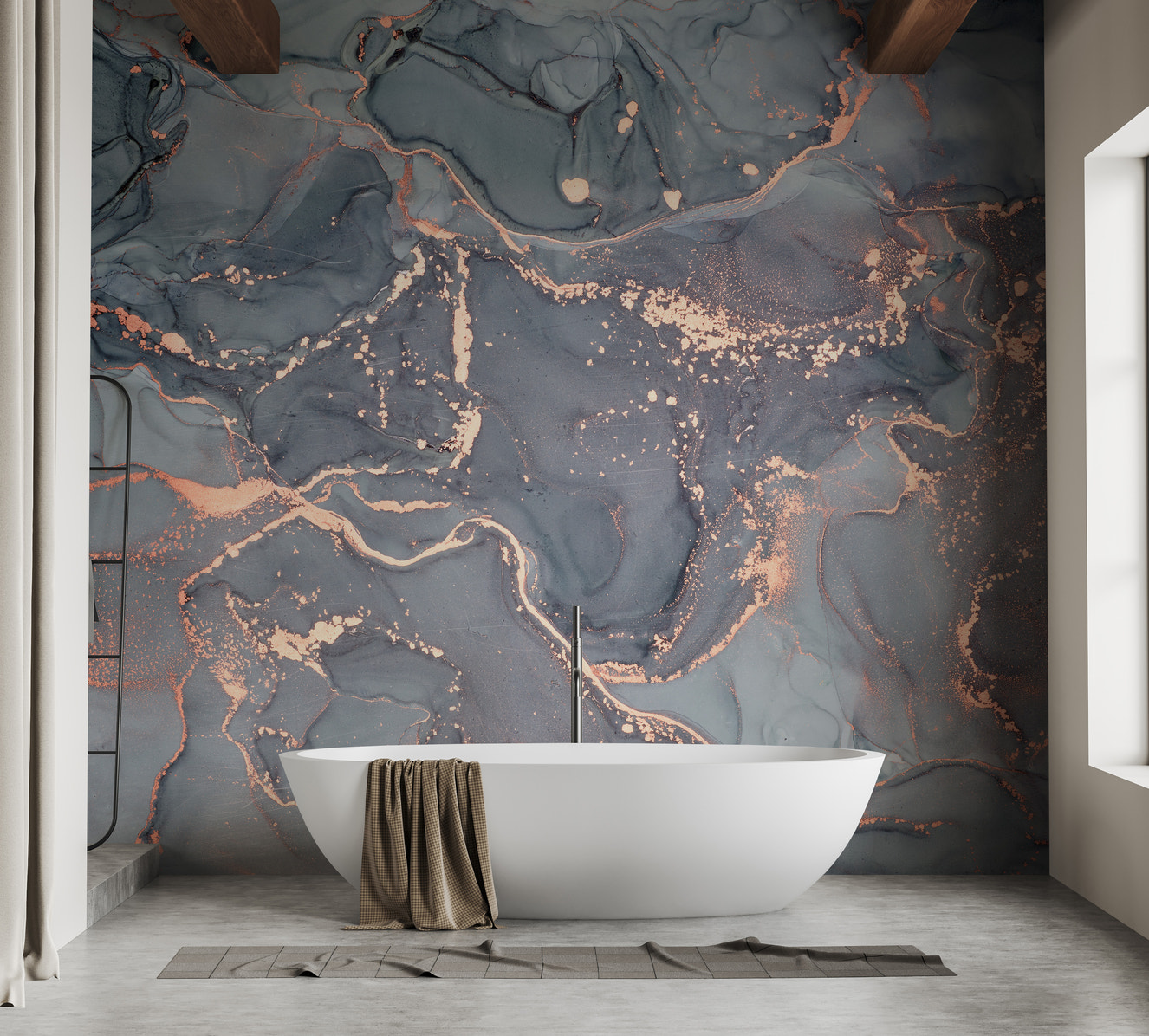 Oceanic flow mural for serene wall decor