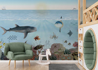 Scenic mural featuring tranquil and vibrant ocean vistas.
