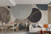 Luxury wallpaper with circular gold details
