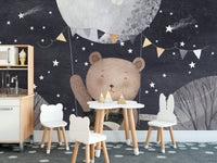 Bear balloon ride wall mural for children
