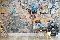 Vintage-inspired layered echoes mural artwork
