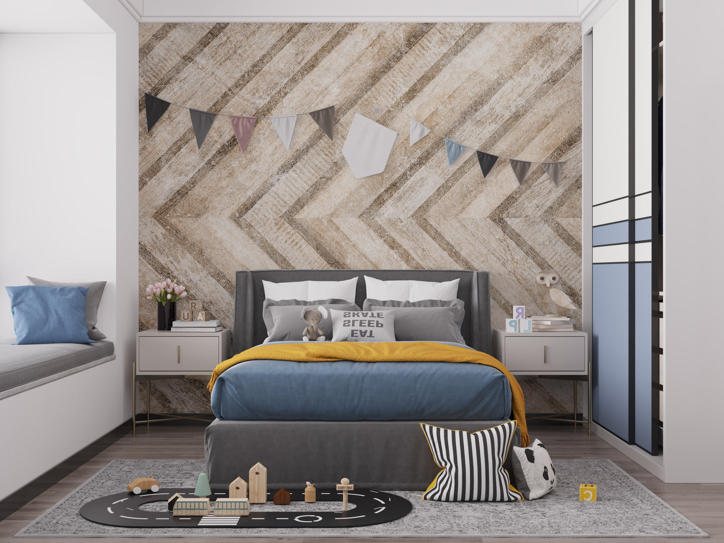 Elegant vintage stone wall mural design
