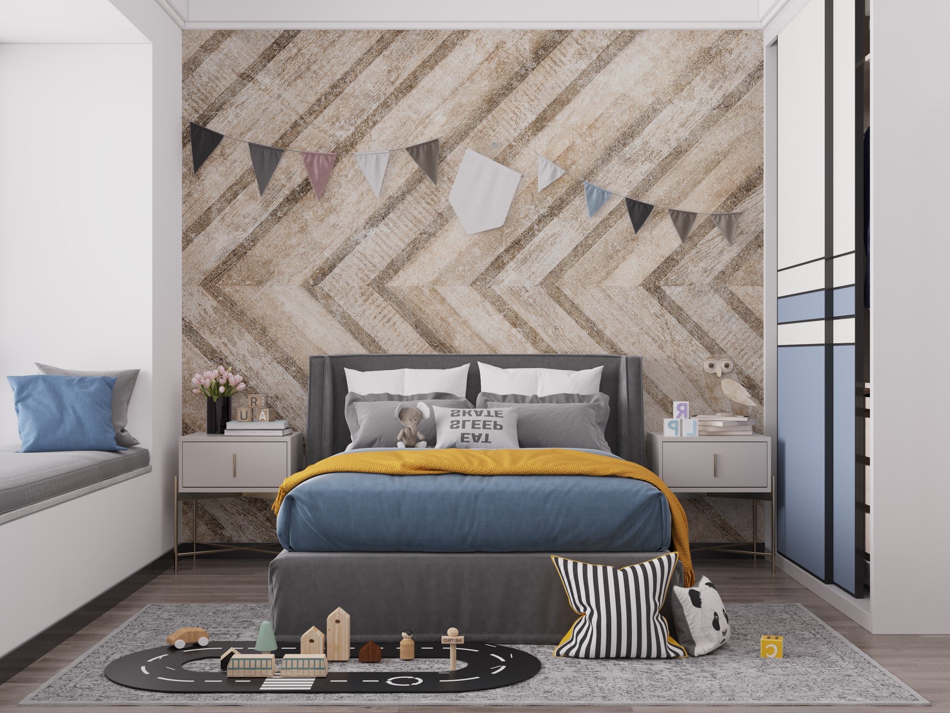 Elegant vintage stone wall mural design
