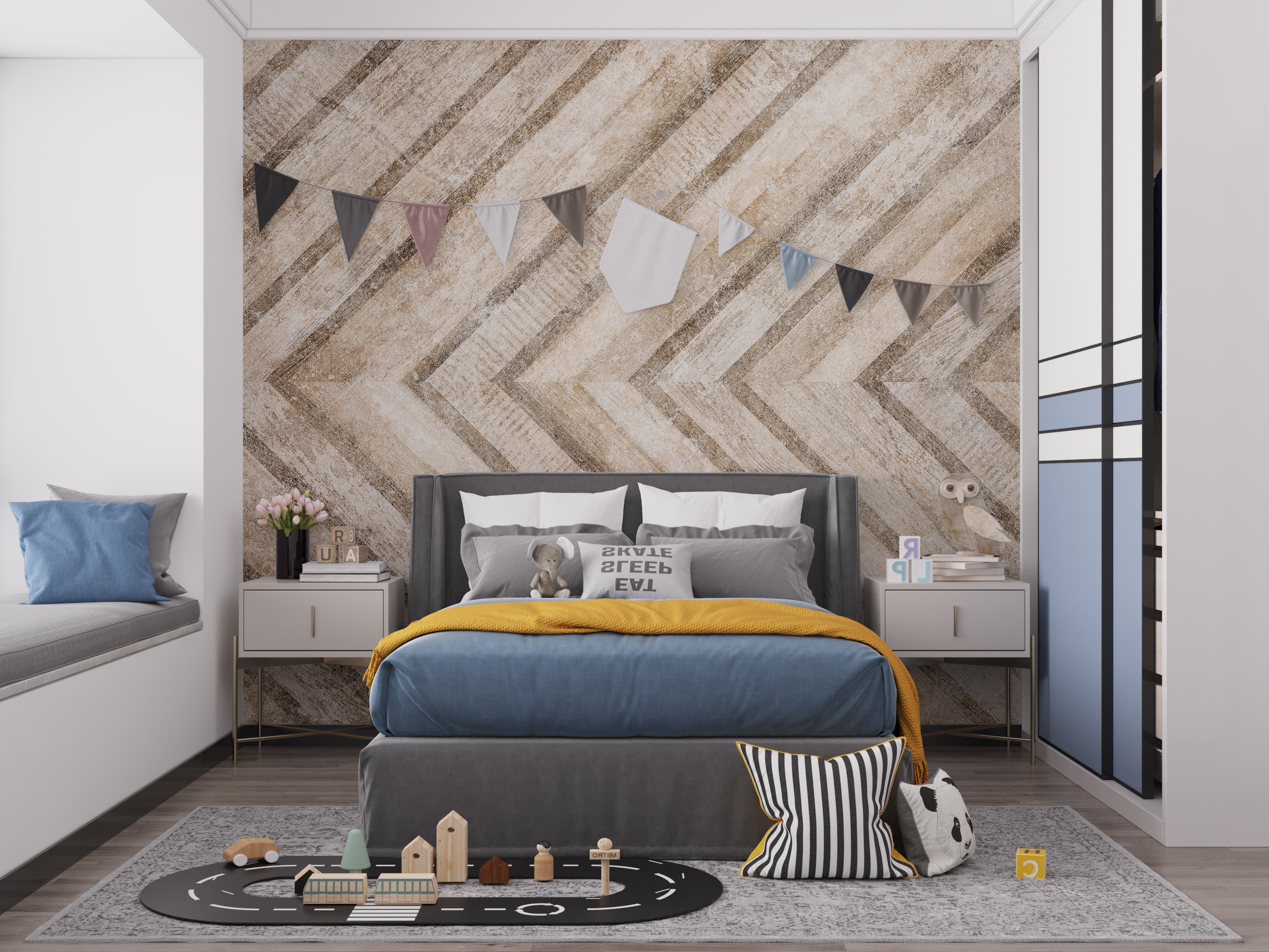 Elegant vintage stone wall mural design
