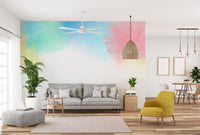 Artistic rainbow mural with soft hues
