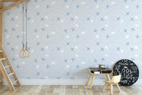 Calm and peaceful light blue mural design
