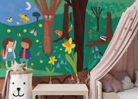 Forest Animals at Night Wallpaper Mural