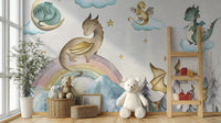 Magical dragon soiree mural with fairytale-inspired design