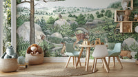 Wallpaper mural showcasing colorful rolling hills design.
