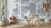 Stylish Monochrome Forest Blue wallpaper for sophisticated rooms.
