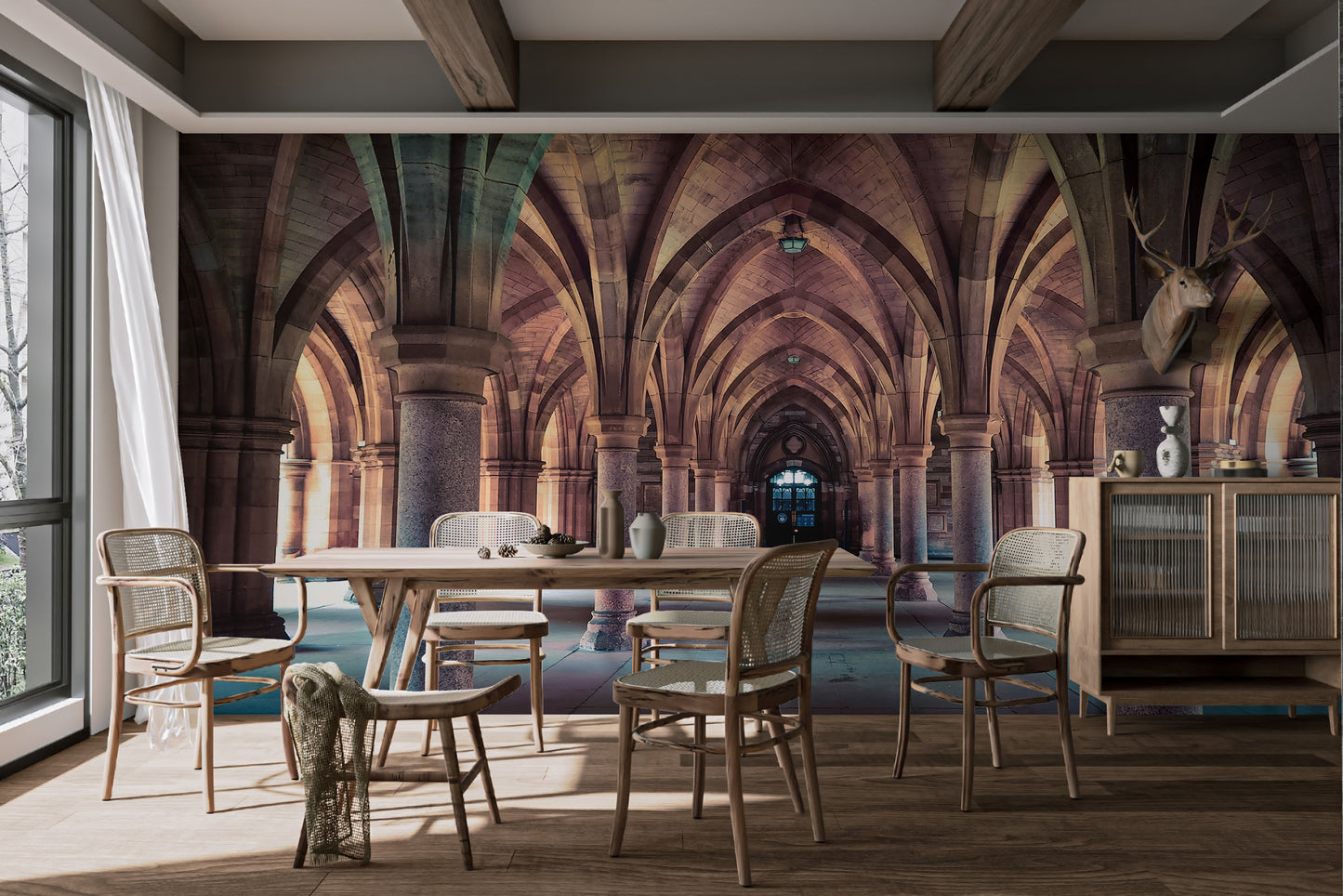 Elegant stone arch wallpaper print
