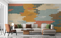 Creative brick wall mural with dynamic and lively colors
