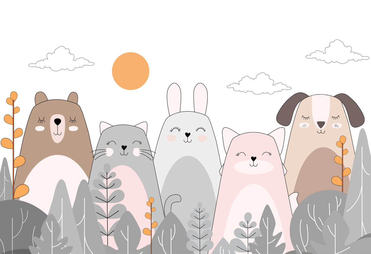 Childrens Cute Animal Wall Mural in your room