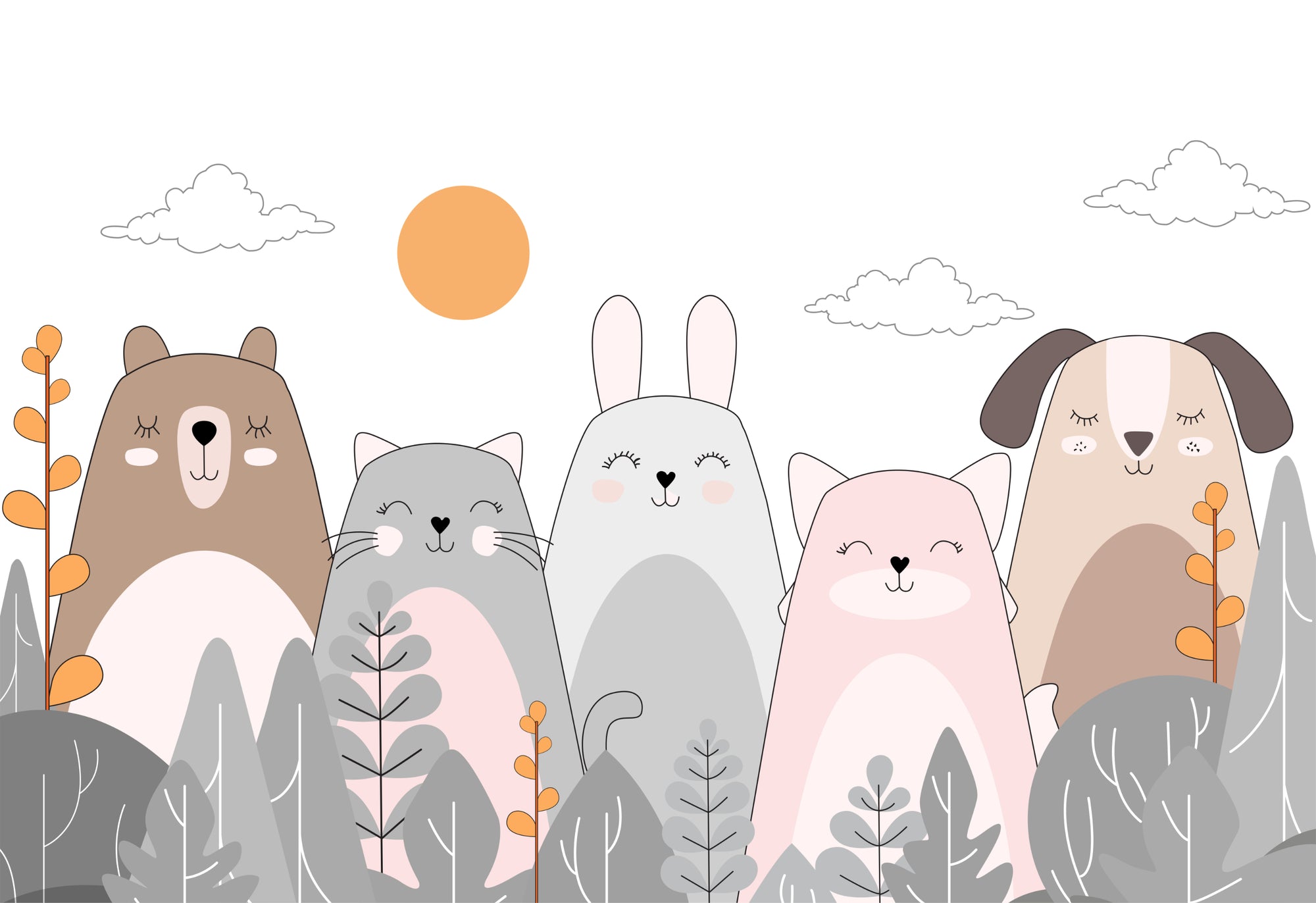 Childrens Cute Animal Wall Mural