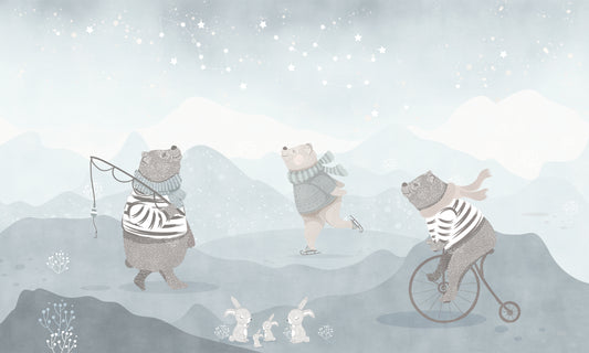 Starry Night Bears Wall Mural