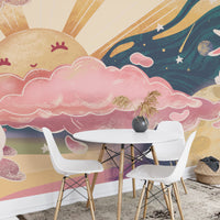 Sun and sky mural wallpaper

