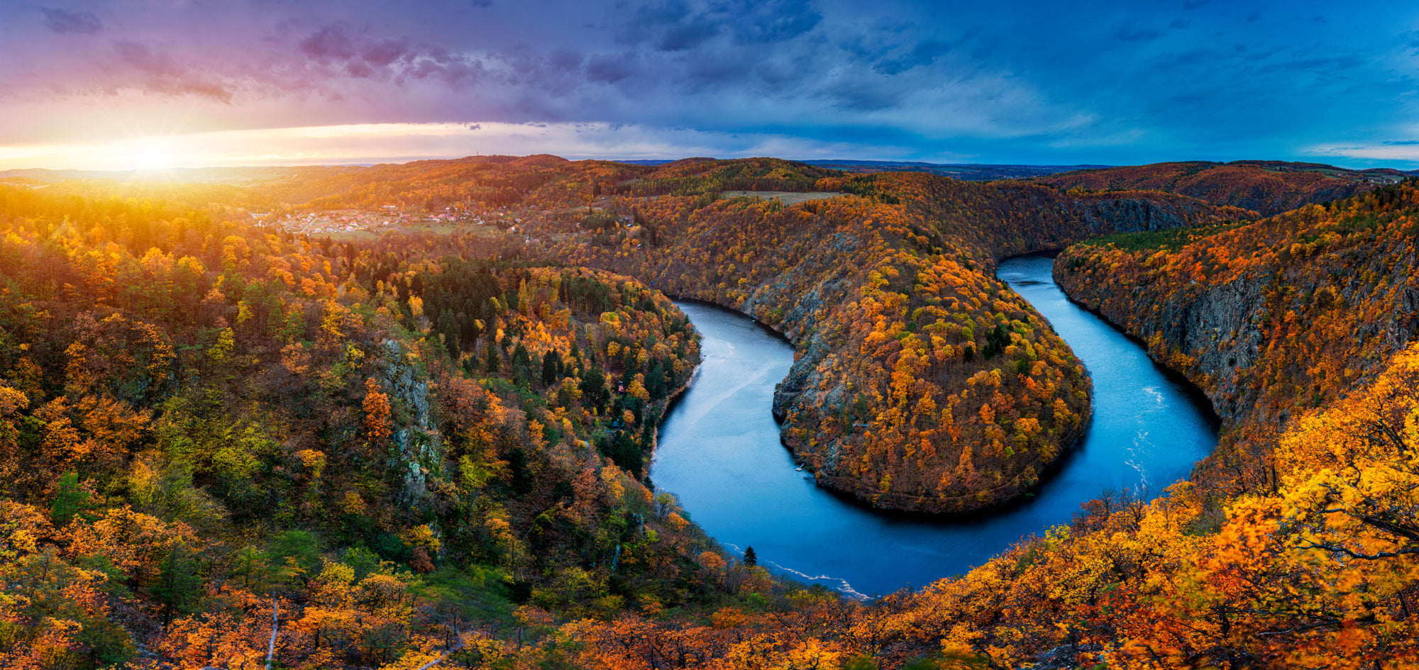 Vltava River Autumn Forest Wallpaper Mural