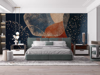 Stylish watercolor navy terracotta mural
