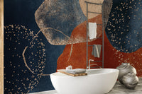 Navy and terracotta tones wallpaper mural
