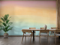 Elegant pink-blue ombre watercolor mural for walls