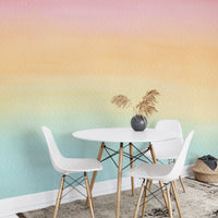 Pink and blue ombre watercolor mural for modern interiors