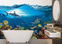 Underwater Coral Reef Splash Wallpaper for Home Decor