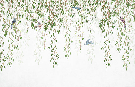 Willow Branches & Birds Wallpaper Mural