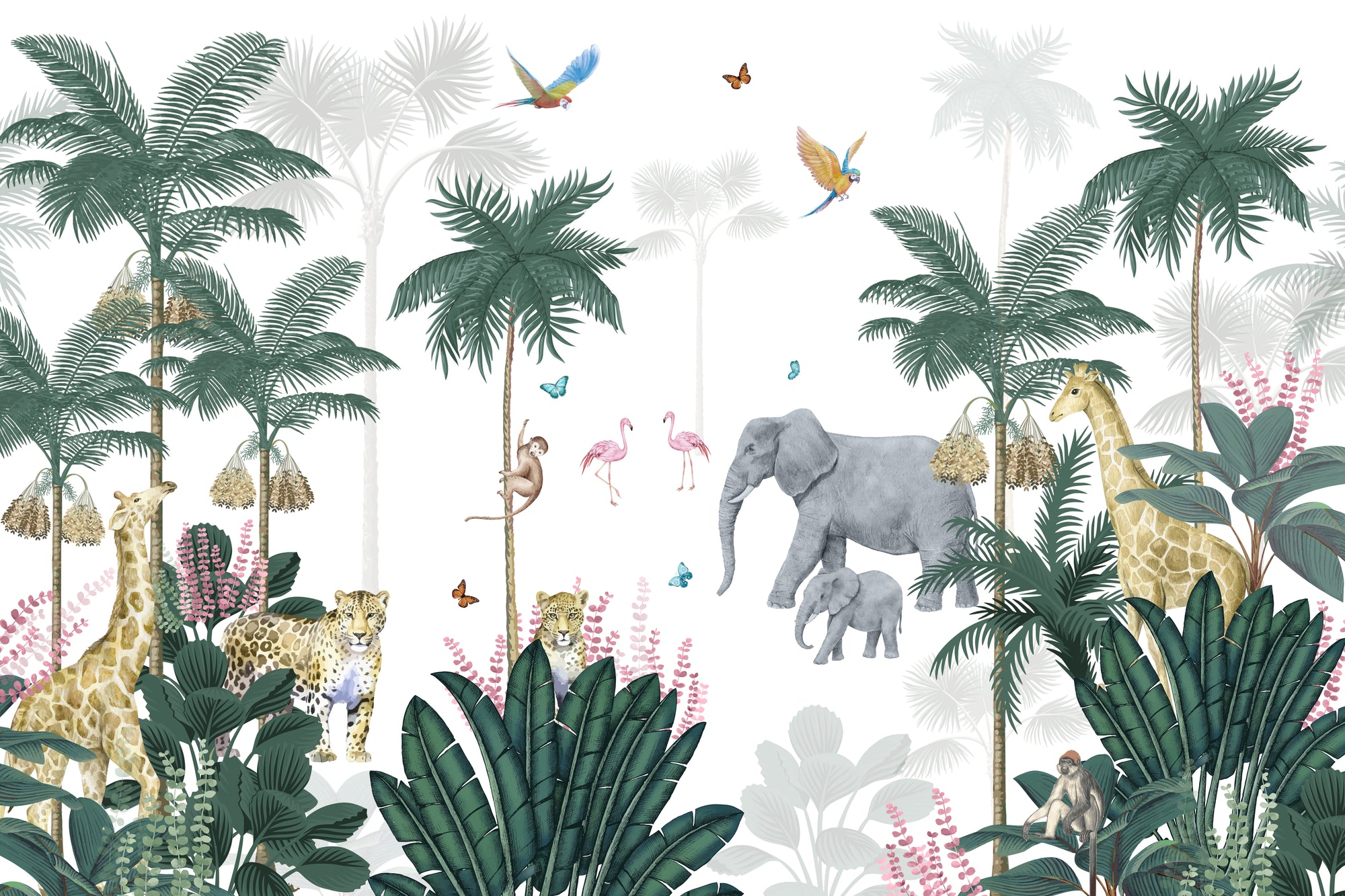 Tropical Safari Adventure Kids Room Wallpaper Mural