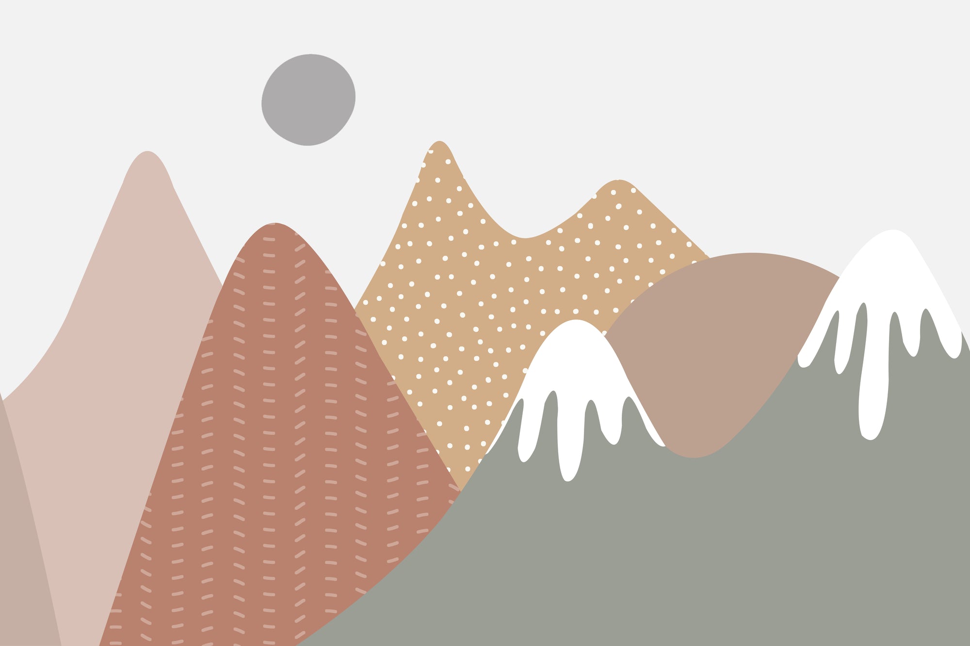 Beige Mountain Nursery Wallpaper