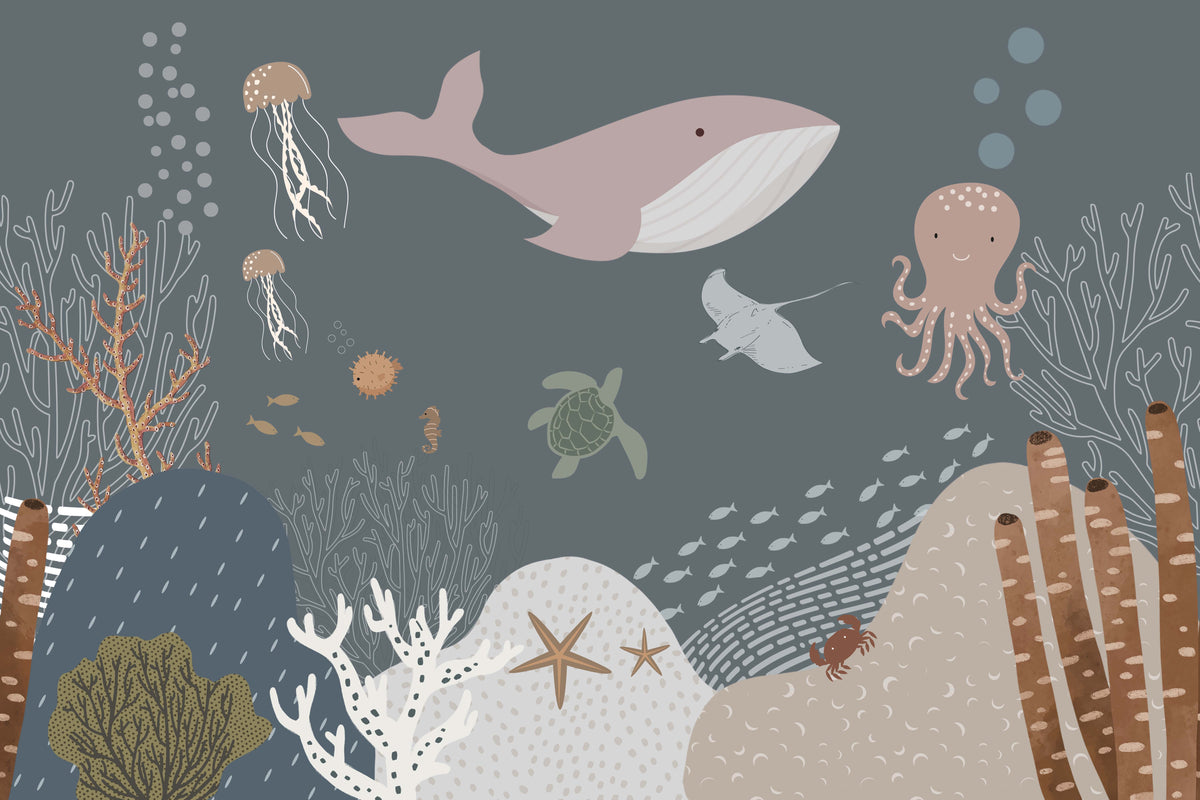 Underwater Life Wallpaper For Kids Room in your room — zoomed