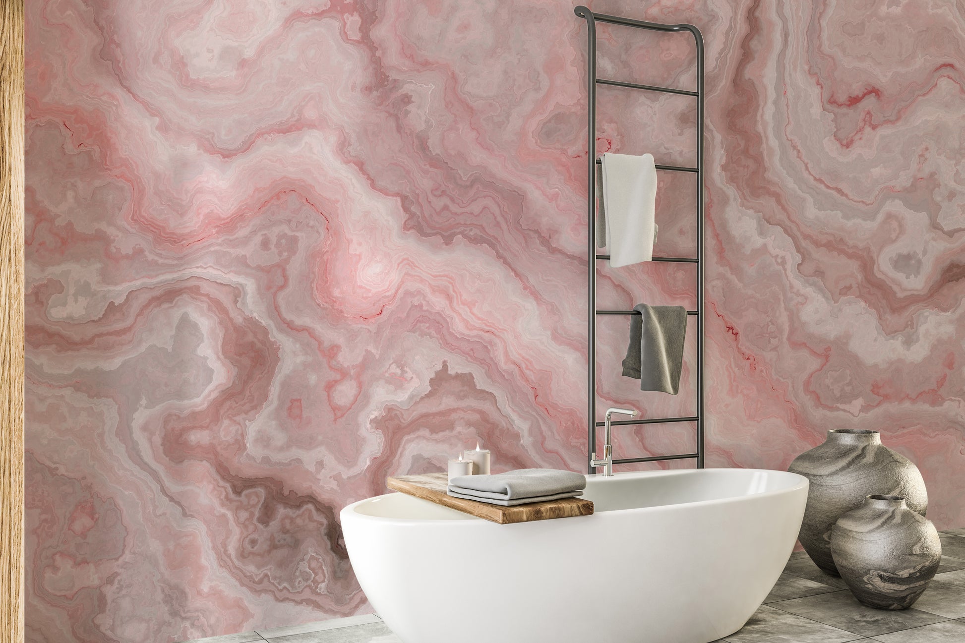 Pink abstract onyx marble wallpaper mural for elegant rooms