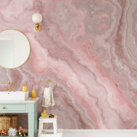 Pink onyx abstract marble wallpaper mural for modern decor