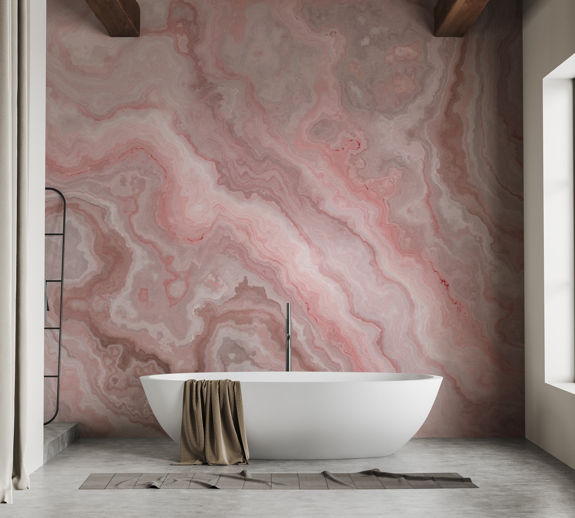 Elegant pink onyx marble wallpaper mural with abstract design
