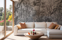 Smokey grey forest wallpaper mural for serene wall decor