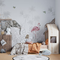 Safari animals wallpaper featuring jungle theme for children