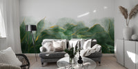 Marble textured wallpaper mural in vibrant green tones