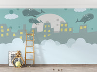 Serene aerial journey mural for walls with a majestic theme.