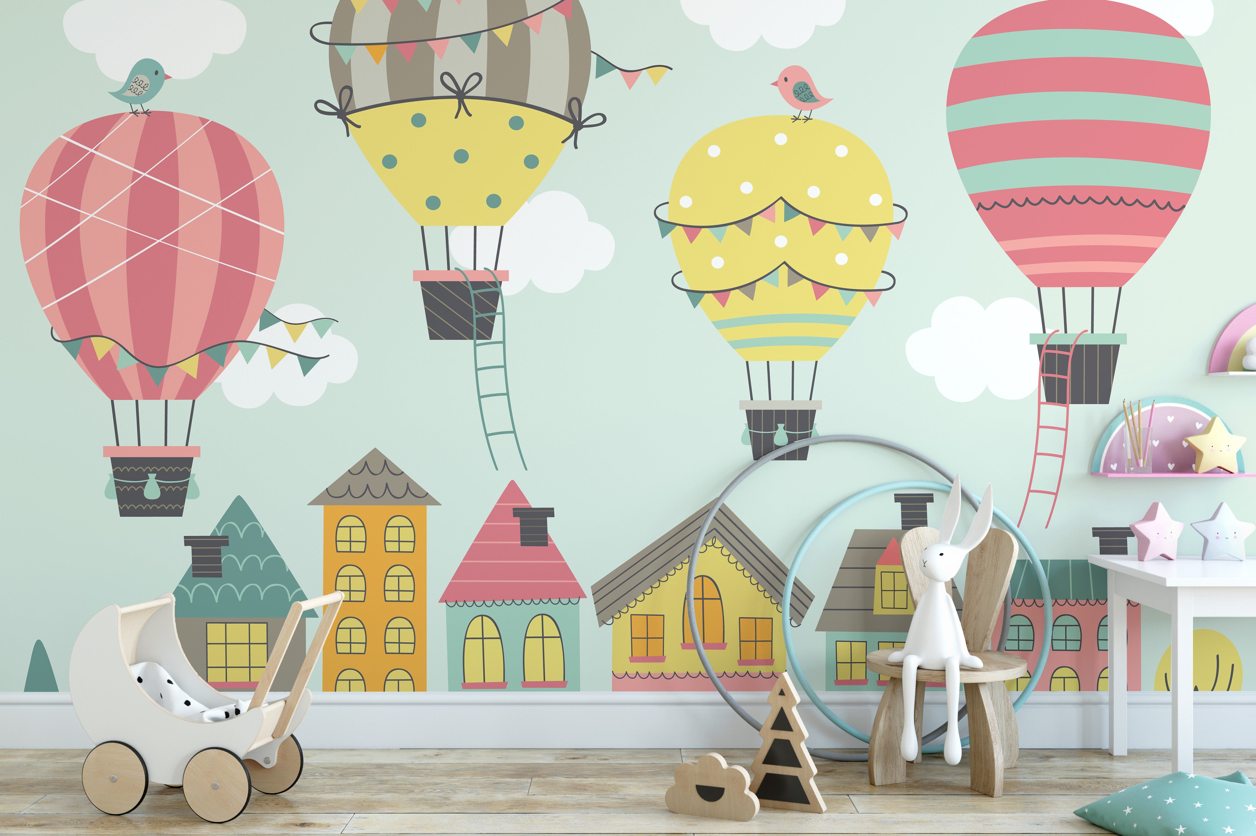 Balloon mural for kids, sparking imagination and wonder.
